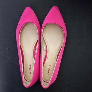 Satin, hot pink express flats.